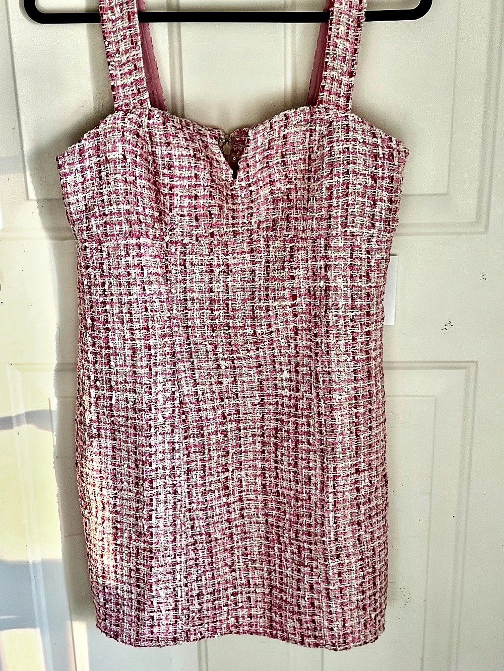 Lulus venus  Sweetheart Neck sparkling Tweed Minidress Pink & White Like NWT